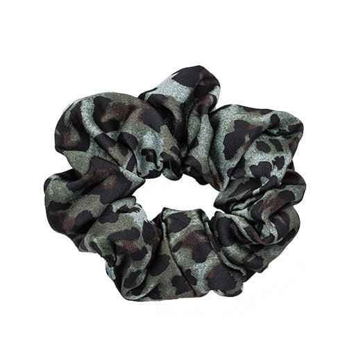 Scrunchie, grigio leopardo/verde