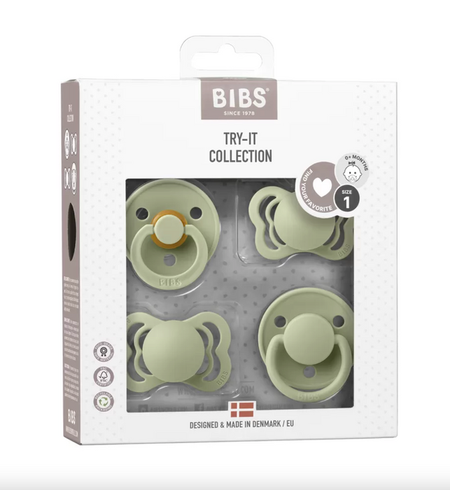 Bibs Try-It Collection 4 pk. - Sage (dimensione 1)