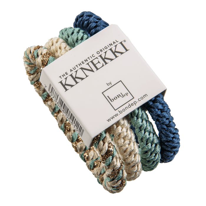 Bon Dep Kknekki Hair Elastic - verde/blu/bianco (4 pezzi)