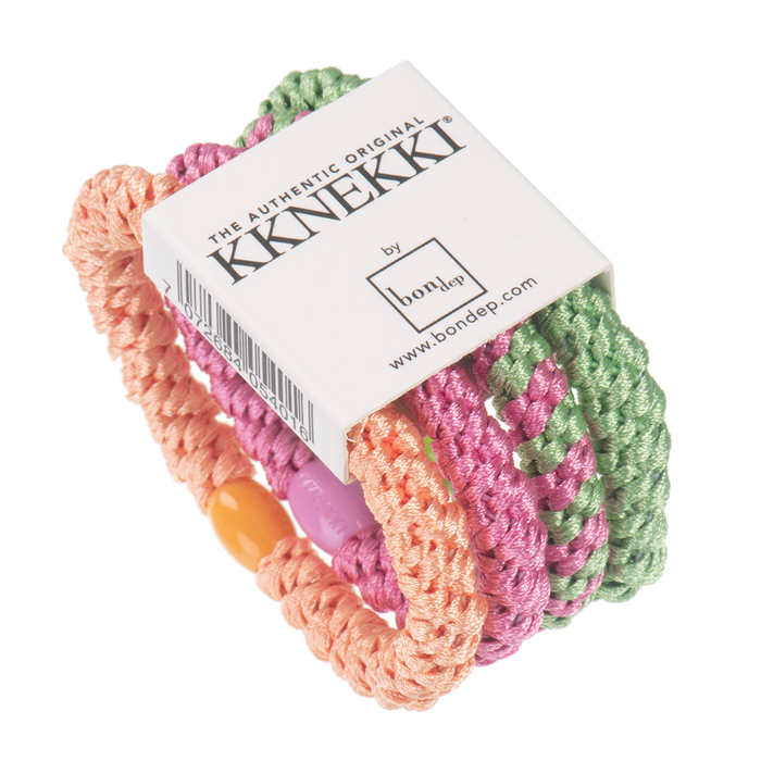 Bon Dep Kknekki Capelli elastici - verde/rosa/arancione (4 pezzi)