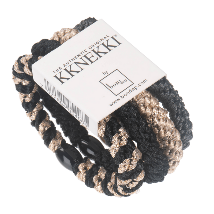 Bon Dep Kknekki Hair Elastic - Black/Beige Glitter (4 pezzi)