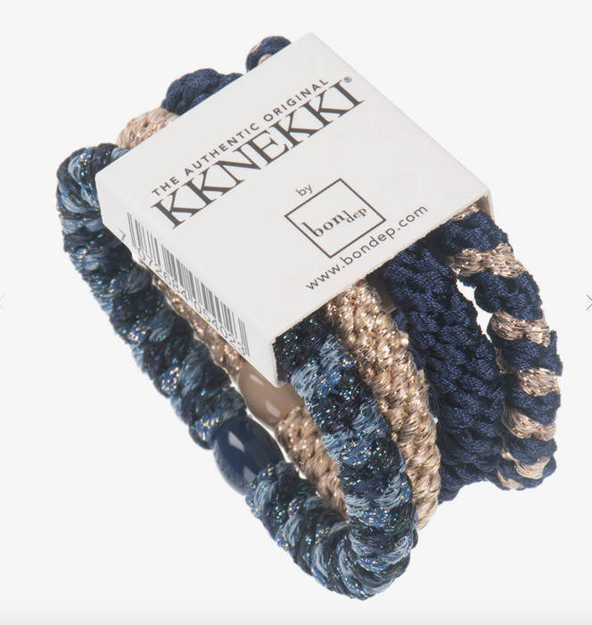 Bon Dep Kknekki Hair Elastic - Beige/Navy/Mica (4 pezzi)