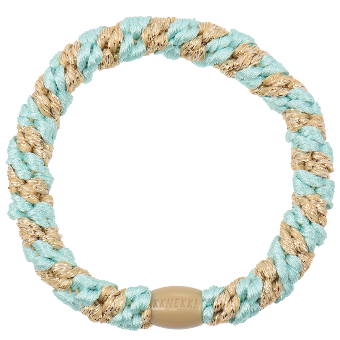 Bon Dep Kknekki Hair Elastic - Stripe glitter di menta piperita/beige