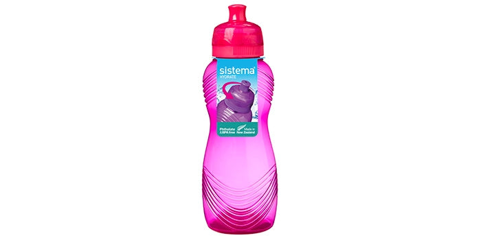 Bere bottiglia con motivo ad onde - rosa (600 ml)