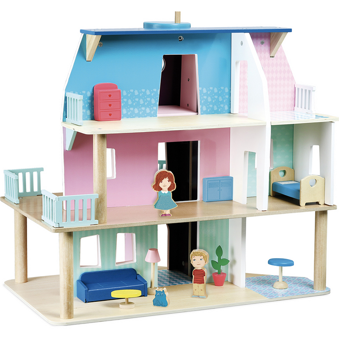 Casa delle bambole inclusi mobili e bambole