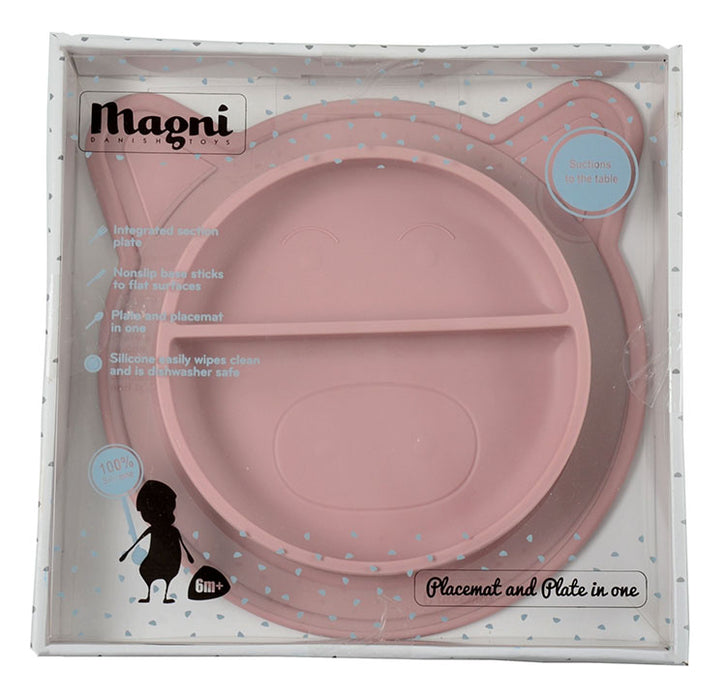 Piatto di silicone, maiale - rosa