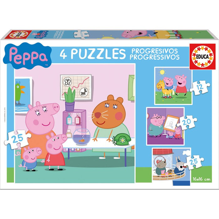 Puzzle di maiale di Peppa, 4 pezzi.