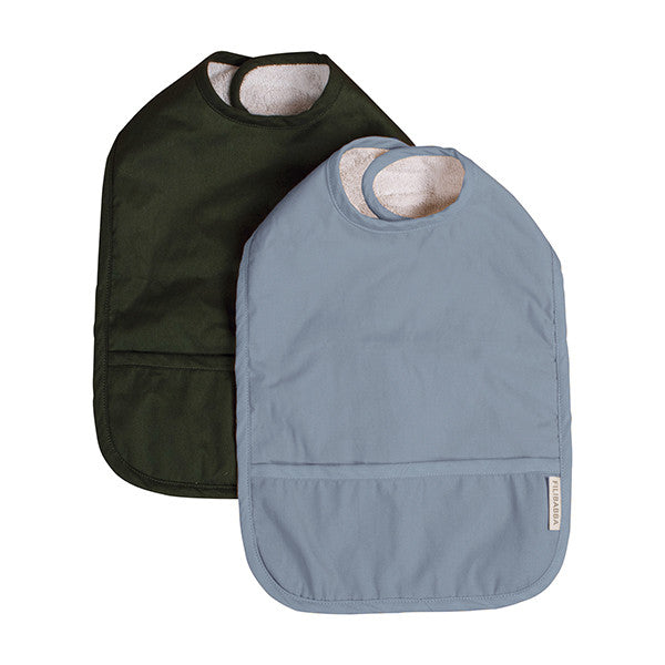 Bib 2 pacchetto, blu in polvere dorata / verde scuro