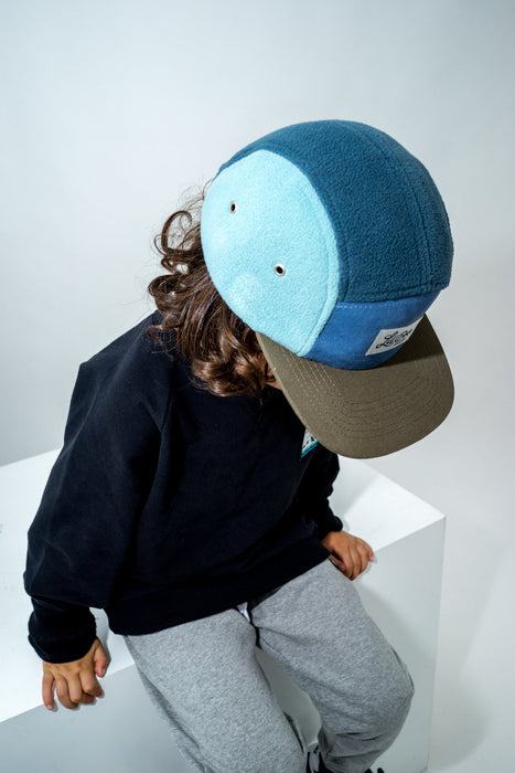 Cap, Block Fleece 5-Panel-blu (taglia XL, 7-14 anni)