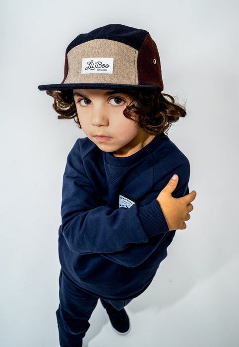 Cap, Block Wool 5-Panel-Brown (taglia L, 4-7 anni)