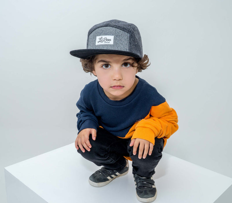 Cap, Block Wool 5-Panel-Grigio (taglia XL, 7-14 anni)