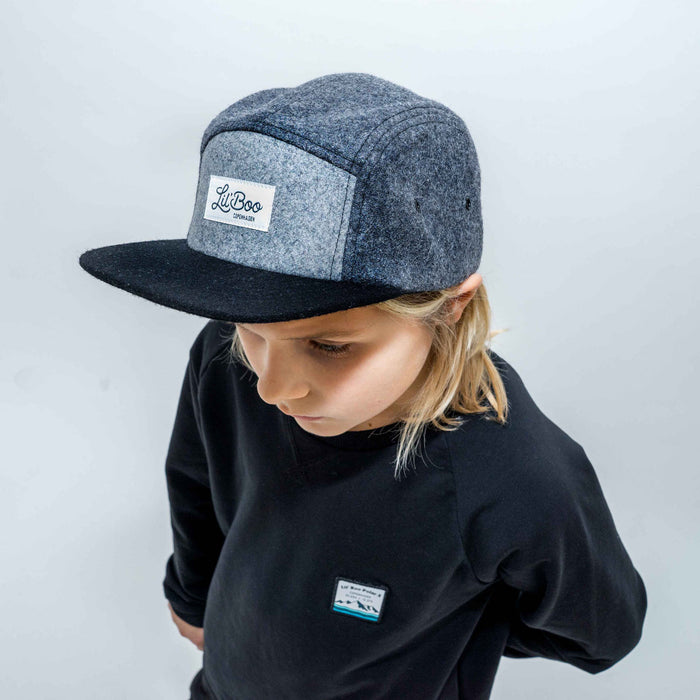 Cap, Block Wool 5-Panel-Grigio (taglia XL, 7-14 anni)