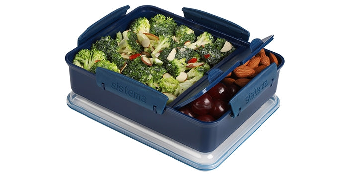 Box per il pranzo con 3 scomparti, blu