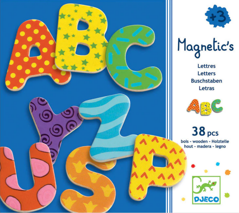 Magneti in legno - Lettere (38 pezzi)