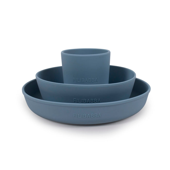 Set da pranzo in silicone - blu in polvere