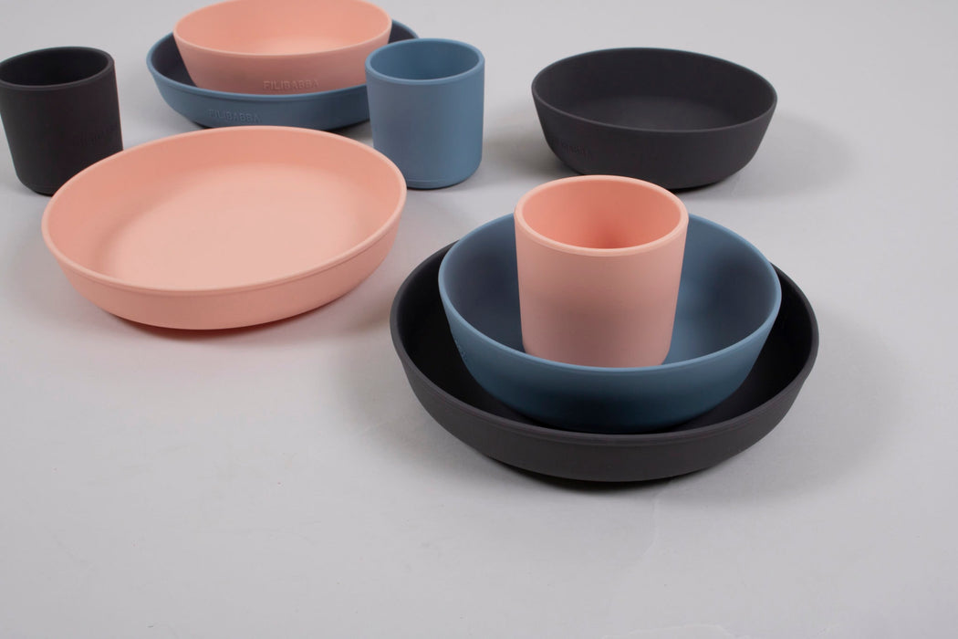 Set da pranzo in silicone - blu in polvere