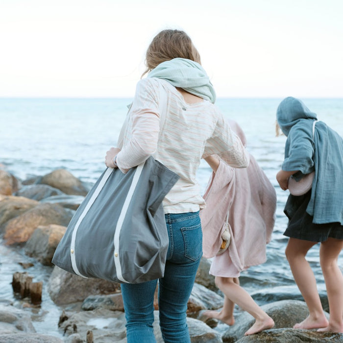 Tote bag, grigio/blu