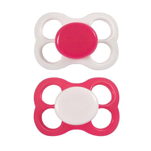 2 pacchetti (silicone) 0-6 mesi, rosa/bianco