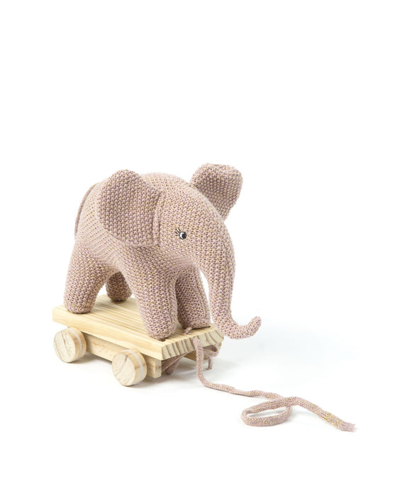 Elefante pull-along, rosa/oro