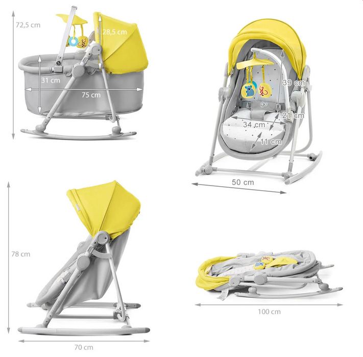 Sedia reclinabile 5 in 1 unimo-giallo